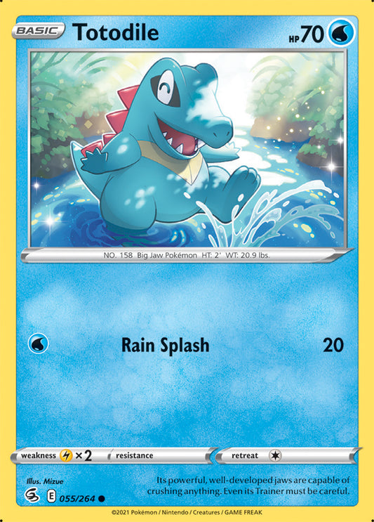 Totodile Base Card #055/264 2021 Sword & Shield Fusion Strike Pokemon Card