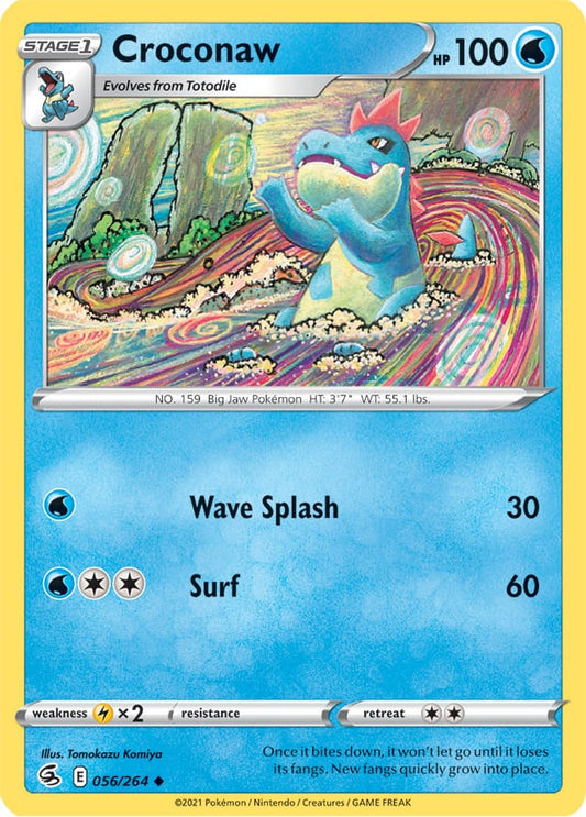 Croconaw Base Card #056/264 2021 Sword & Shield Fusion Strike Pokemon Card