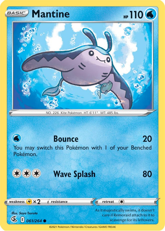 Mantine Base Card #061/264 2021 Sword & Shield Fusion Strike Pokemon Card