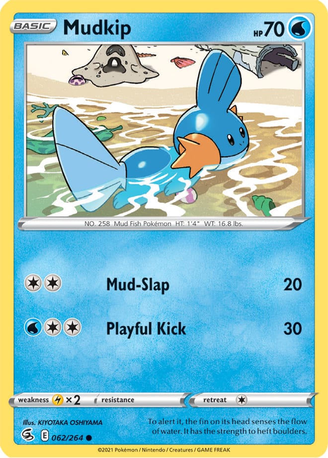 Mudkip Base Card #062/264 2021 Sword & Shield Fusion Strike Pokemon Card