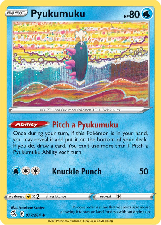 Pyukumuku Base Card #077/264 2021 Sword & Shield Fusion Strike Pokemon Card