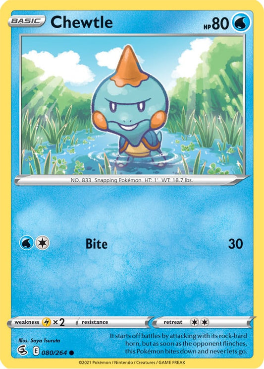 Chewtle Base Card #080/264 2021 Sword & Shield Fusion Strike Pokemon Card