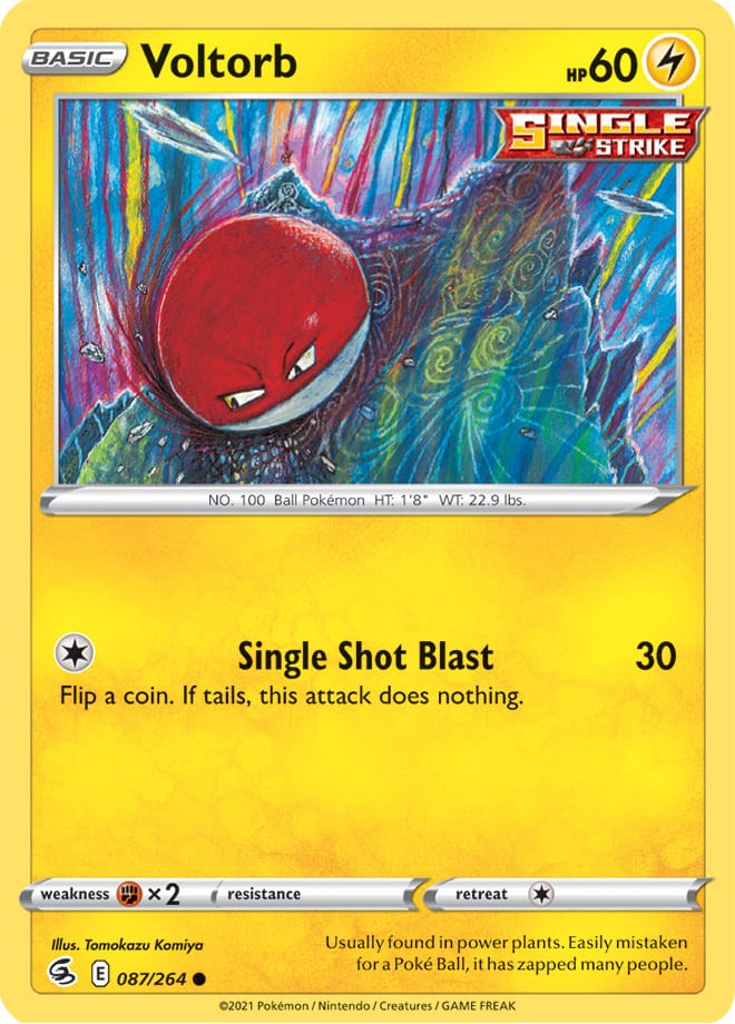 Voltorb Base Card #087/264 2021 Sword & Shield Fusion Strike Pokemon Card