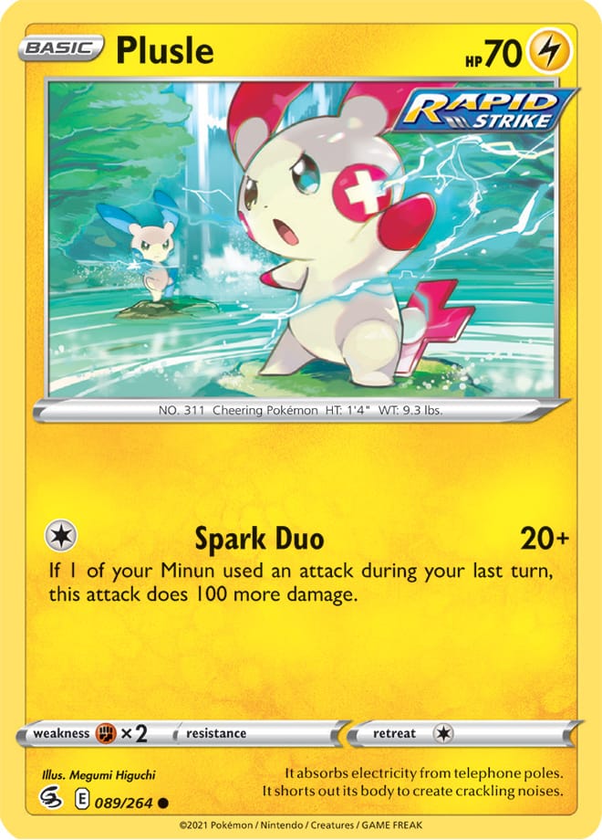 Plusle Base Card #089/264 2021 Sword & Shield Fusion Strike Pokemon Card