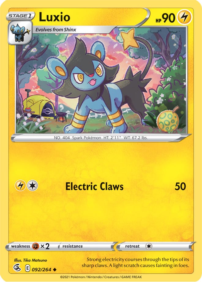 Luxio Base Card #092/264 2021 Sword & Shield Fusion Strike Pokemon Card