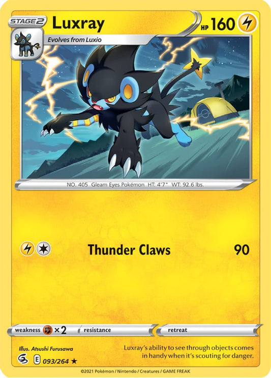 Luxray Base Card #093/264 2021 Sword & Shield Fusion Strike Pokemon Card