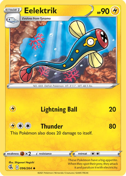 Eelektrik Base Card #096/264 2021 Sword & Shield Fusion Strike Pokemon Card