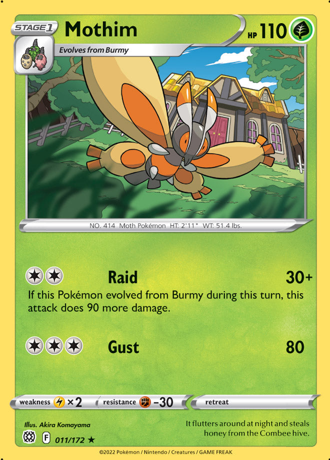 Mothim Rare Base Card #011/172 Pokémon Card Brilliant Stars