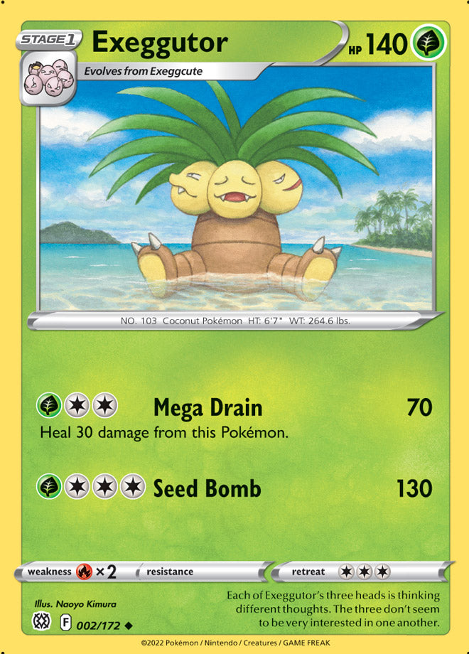 Exeggcutor Base Card #002/172 Pokémon Card Brilliant Stars