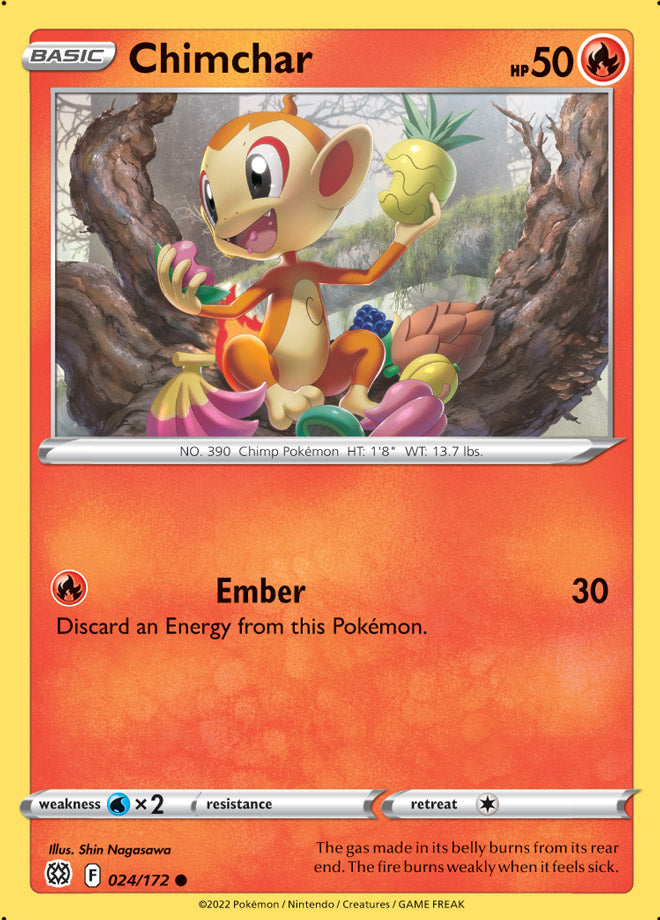 Chimchar Base Card #024/172 Pokémon Card Brilliant Stars