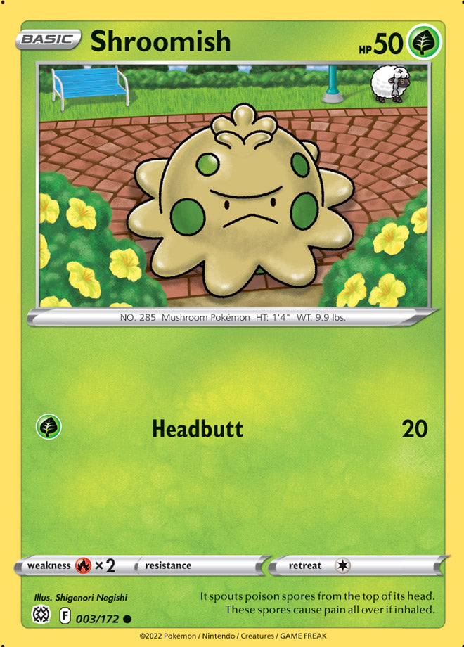 Shroomish Base Card #003/172 Pokémon Card Brilliant Stars