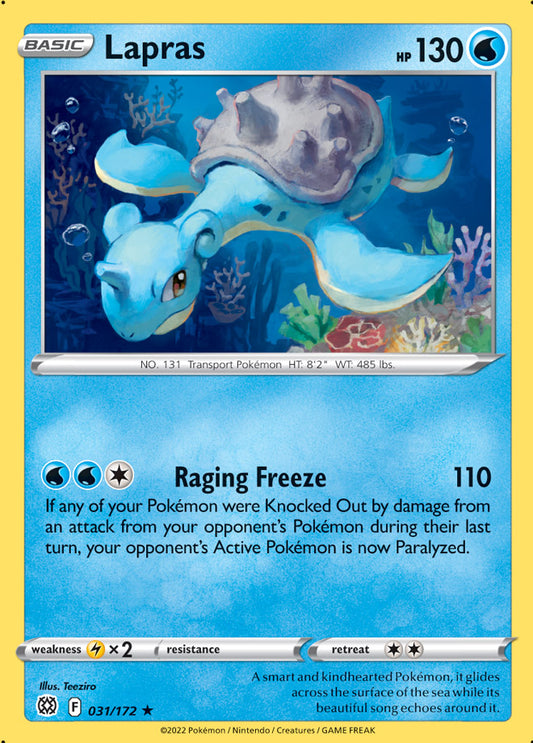 Lapras Rare Base Card #031/172 Pokémon Card Brilliant Stars