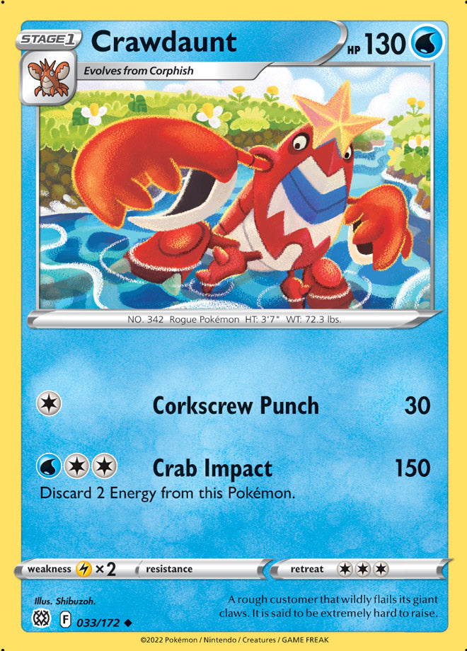 Crawdaunt Base Card #033/172 Pokémon Card Brilliant Stars