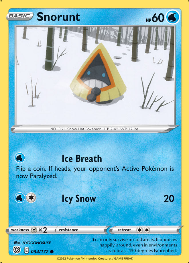 Snorunt Base Card #034/172 Pokémon Card Brilliant Stars