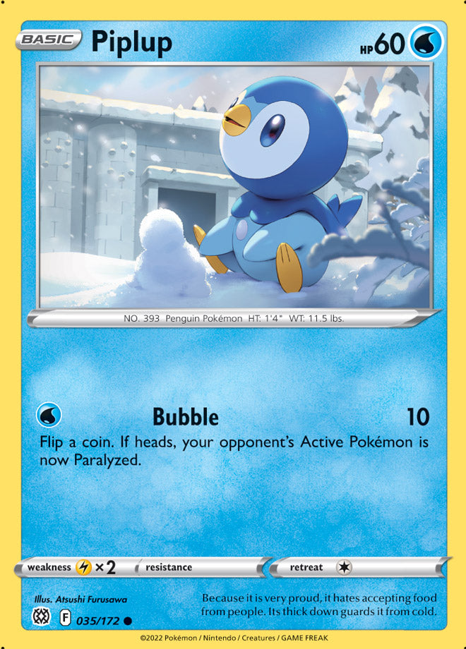 Piplup Base Card #035/172 Pokémon Card Brilliant Stars