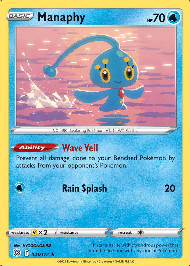 Manaphy Rare Base Card #041/172 Pokémon Card Brilliant Stars