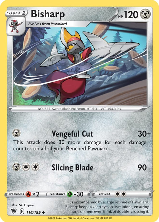 Bisharp Base Card #116/189 2022 Sword & Shield Astral Radiance Pokemon Card