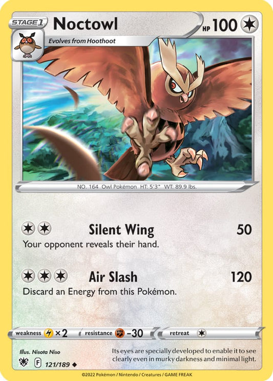 Noctowl Base Card #121/189 2022 Sword & Shield Astral Radiance Pokemon Card