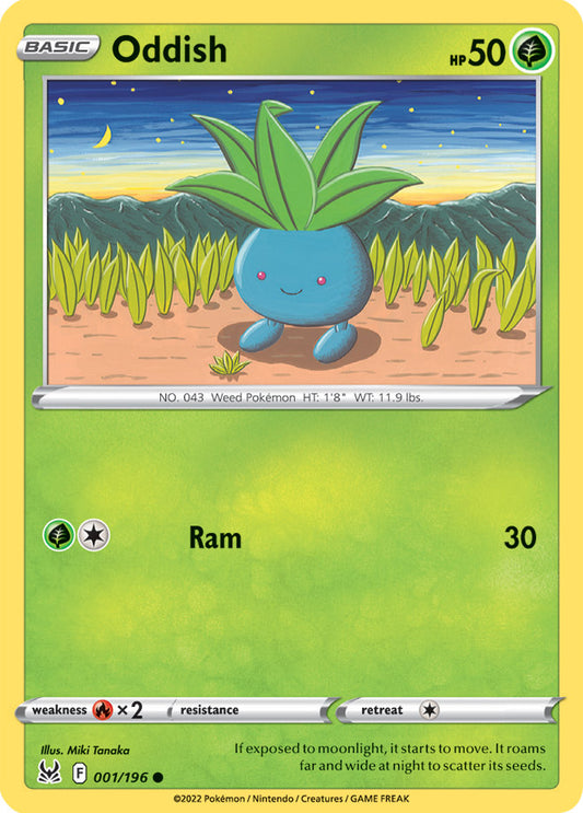 Oddish Base Card #001/196 2022 Sword & Shield Lost Origin Pokemon Card