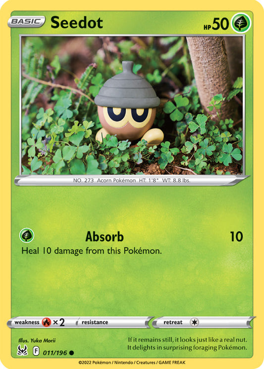 Seedot Base Card #011/196 2022 Sword & Shield Lost Origin Pokemon Card