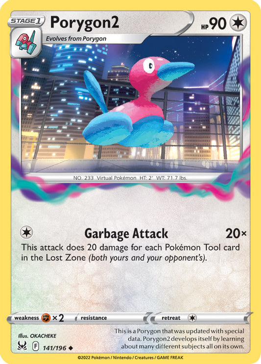 Porygon 2 Base Card #141/196 2022 Sword & Shield Lost Origin Pokemon Card