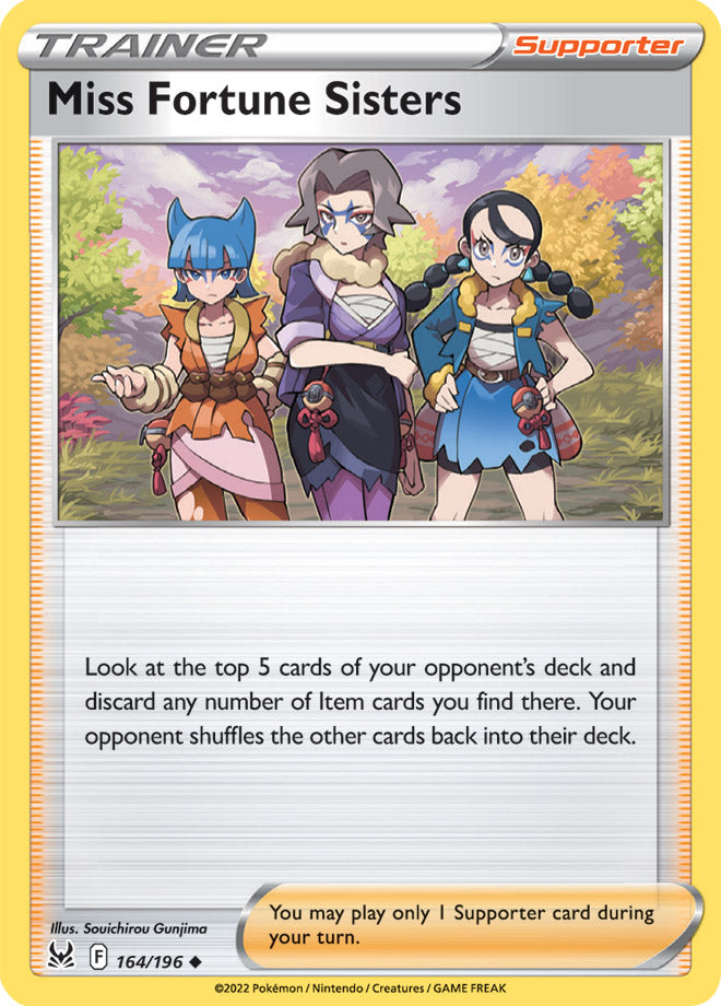 Miss Fourtune Sisters Trainer Base Card #164/196 2022 Sword & Shield Lost Origin Pokemon Card