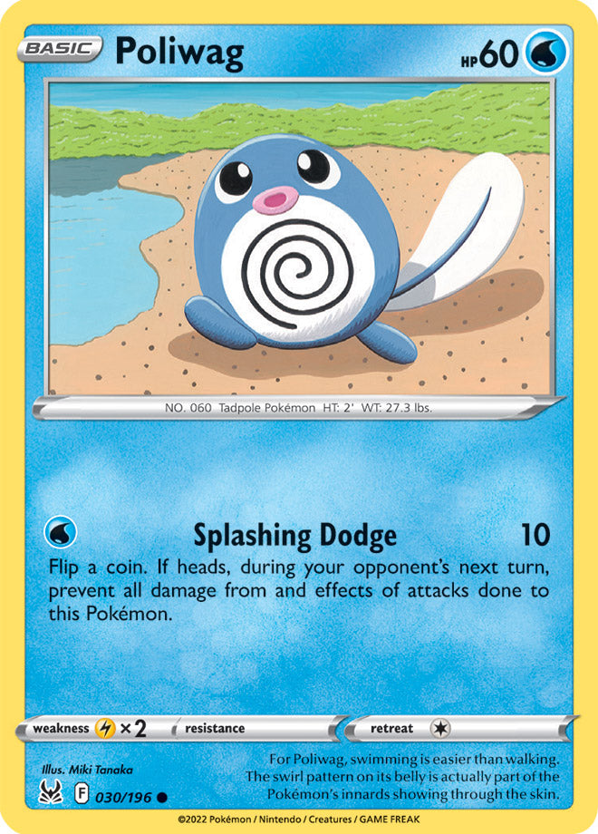 Poliwag Base Card #030/196 2022 Sword & Shield Lost Origin Pokemon Card