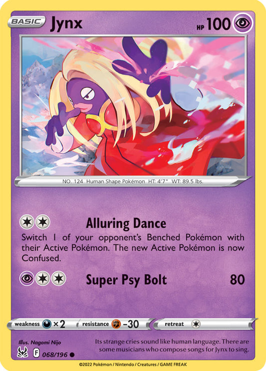 Jynx Base Card #068/196 2022 Sword & Shield Lost Origin Pokemon Card