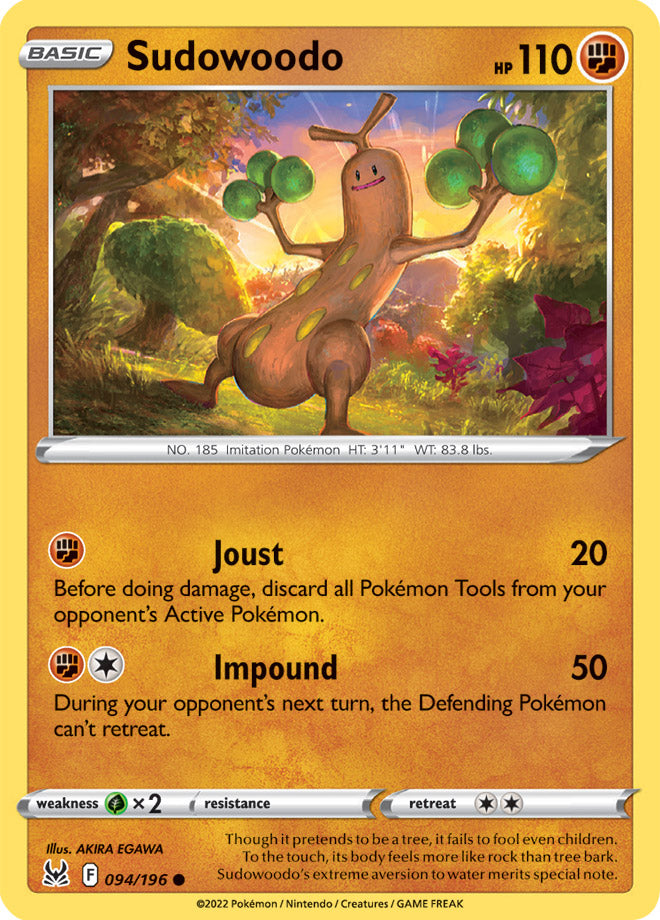 Sudowoodo Base Card #094/196 2022 Sword & Shield Lost Origin Pokemon Card