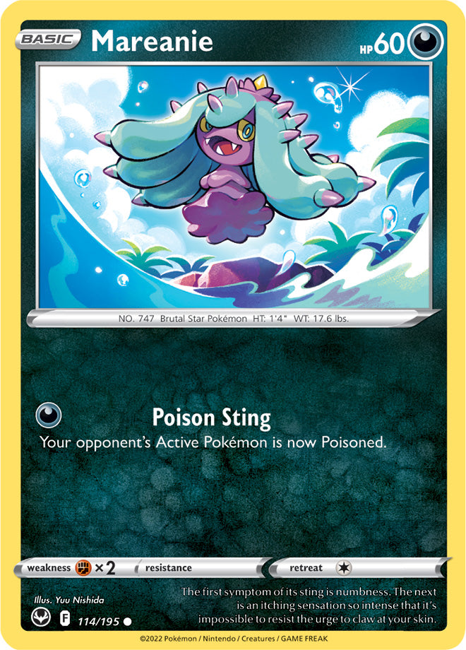 Mareanie Base Card #114/195 2022 Sword & Shield Silver Tempest Pokemon Card