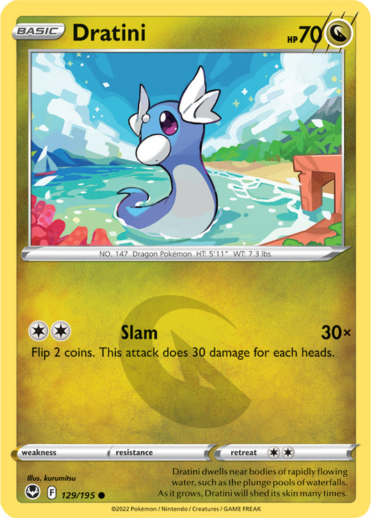 Dratini Base Card #129/195 2022 Sword & Shield Silver Tempest Pokemon Card