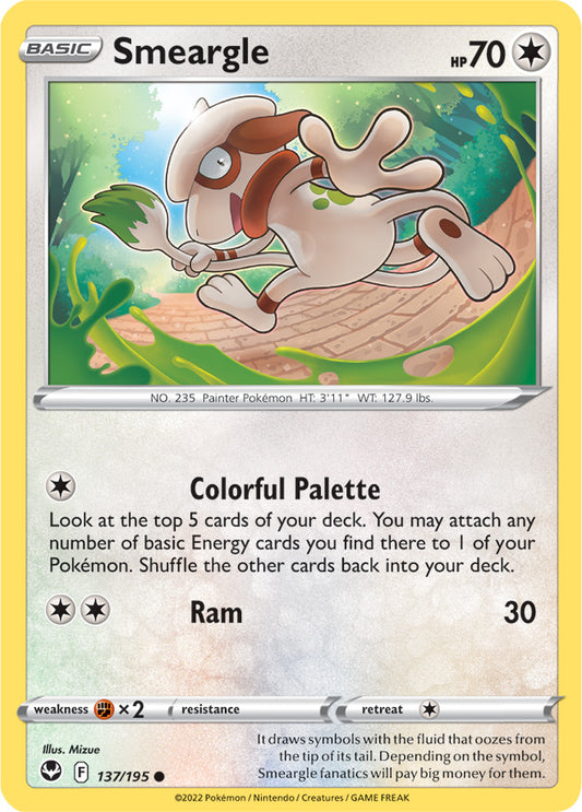 Smeargle Base Card #137/195 2022 Sword & Shield Silver Tempest Pokemon Card