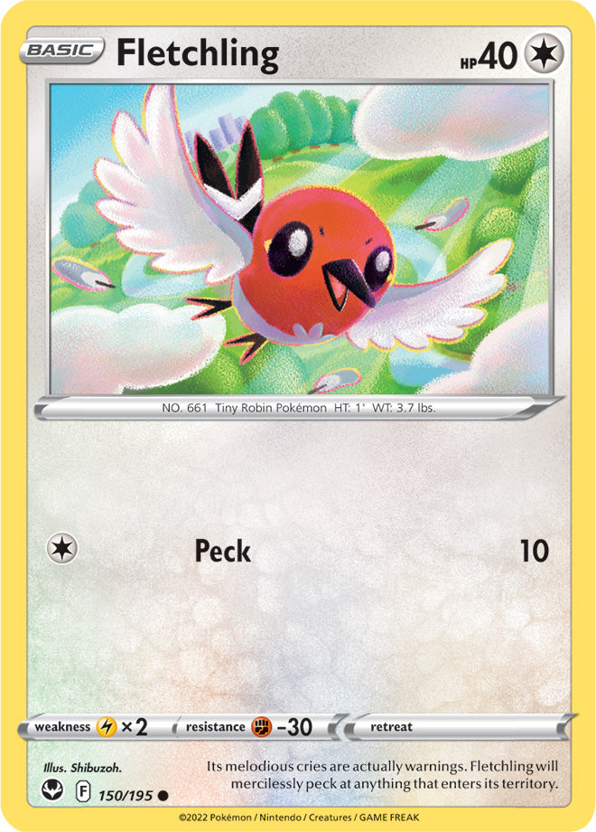 Fletchling Base Card #150/195 2022 Sword & Shield Silver Tempest Pokemon Card