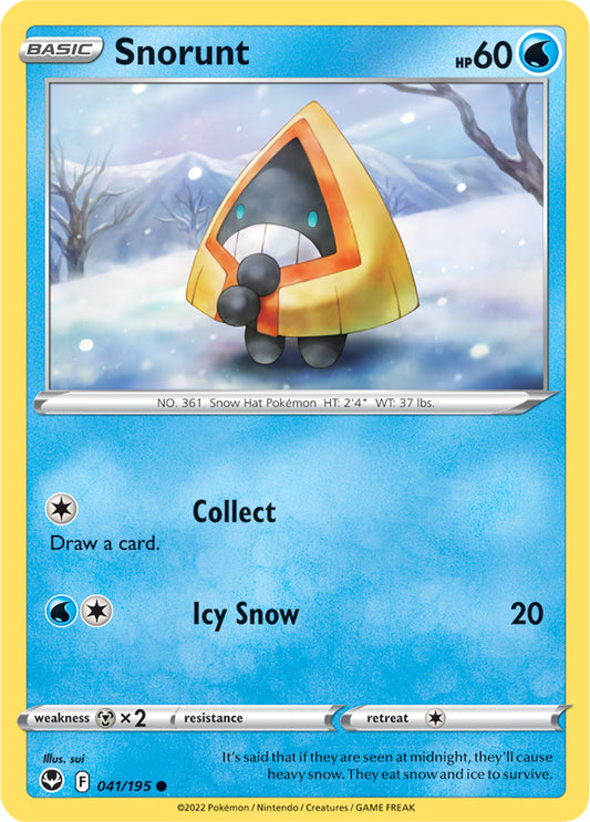 Snorunt Base Card #041/195 2022 Sword & Shield Silver Tempest Pokemon Card