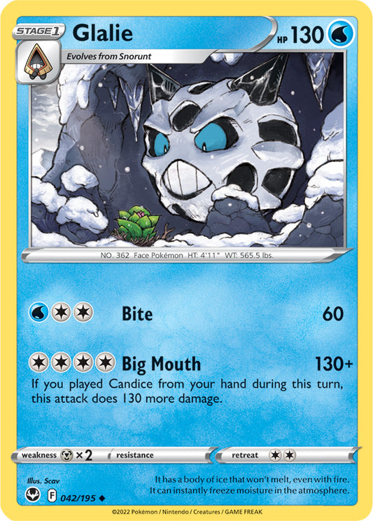 Glalie Base Card #042/195 2022 Sword & Shield Silver Tempest Pokemon Card