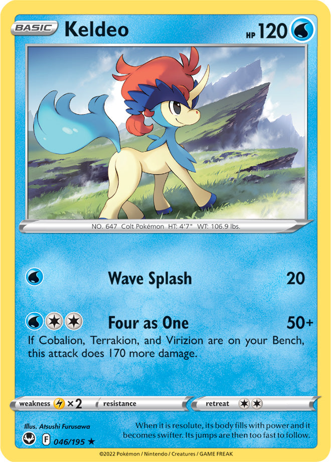 Keldeo Rare Base Card #046/195 2022 Sword & Shield Silver Tempest Pokemon Card