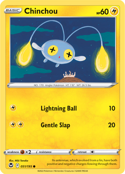 Chinchou Base Card #051/195 2022 Sword & Shield Silver Tempest Pokemon Card