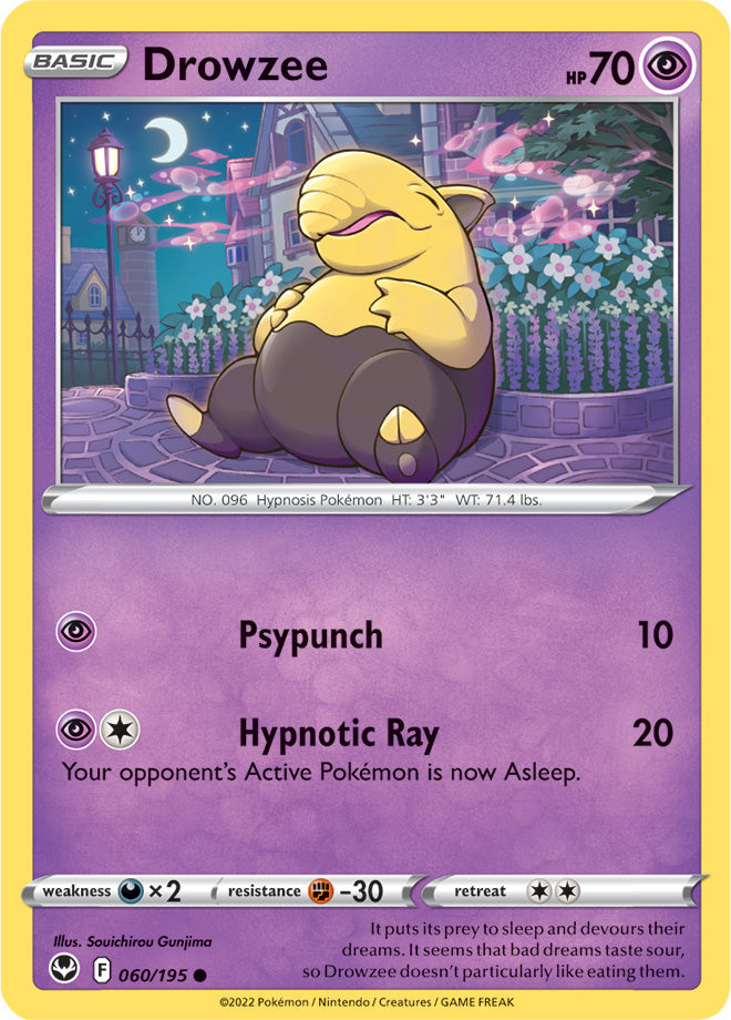 Drowzee Base Card #060/195 2022 Sword & Shield Silver Tempest Pokemon Card