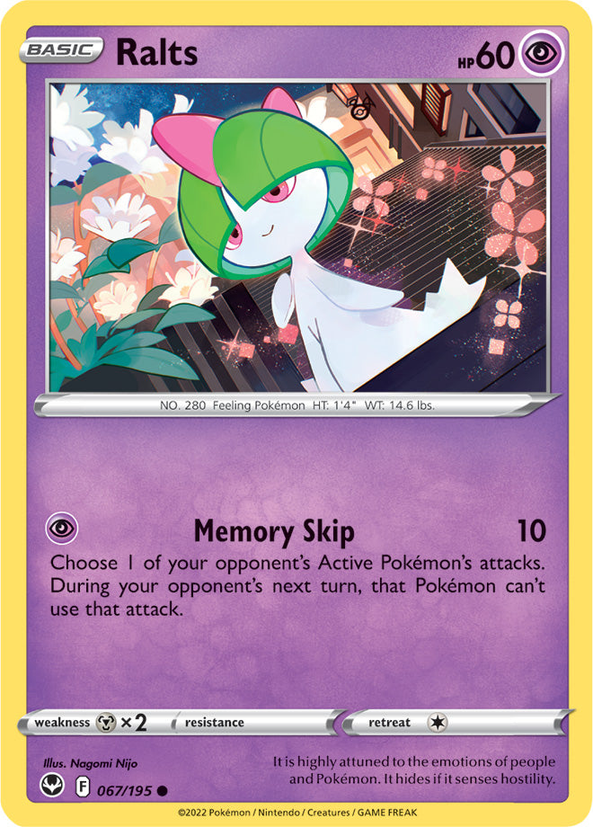 Ralts Base Card #067/195 2022 Sword & Shield Silver Tempest Pokemon Card