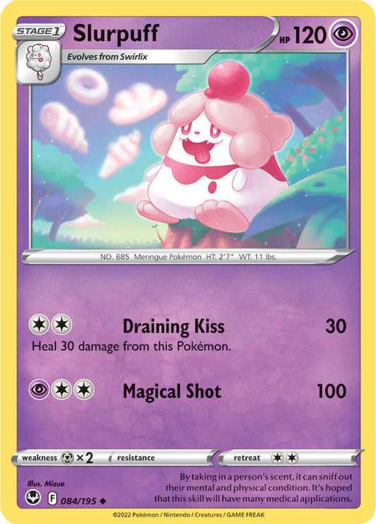 Slurpuff Base Card #084/195 2022 Sword & Shield Silver Tempest Pokemon Card