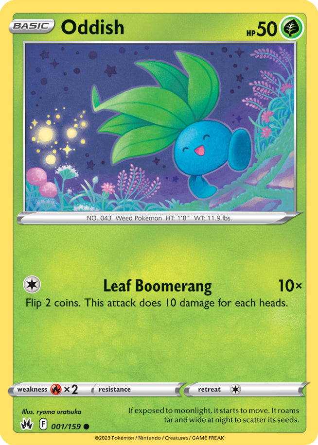 Oddish Base Card #001/159 2023 Crown Zenith Pokemon Card