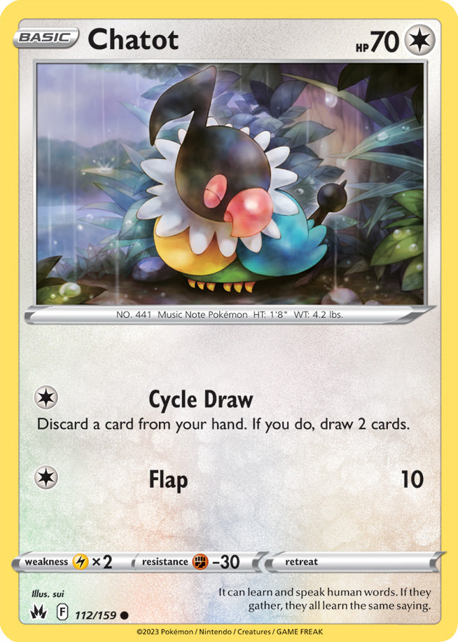 Chatot Base Card #112/159 2023 Crown Zenith Pokemon Card