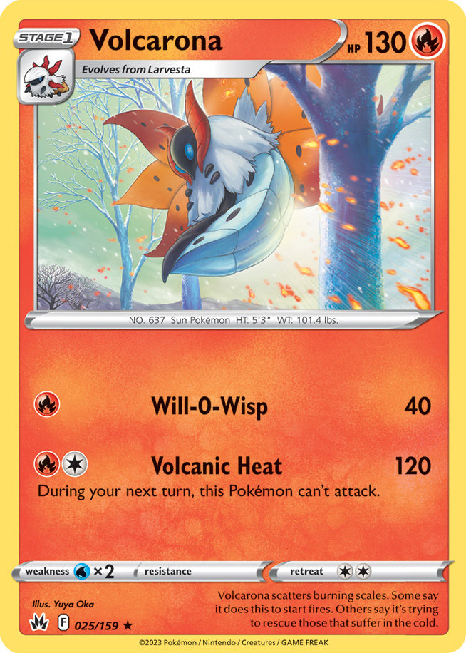 Volcarona Rare Base Card #025/159 2023 Crown Zenith Pokemon Card