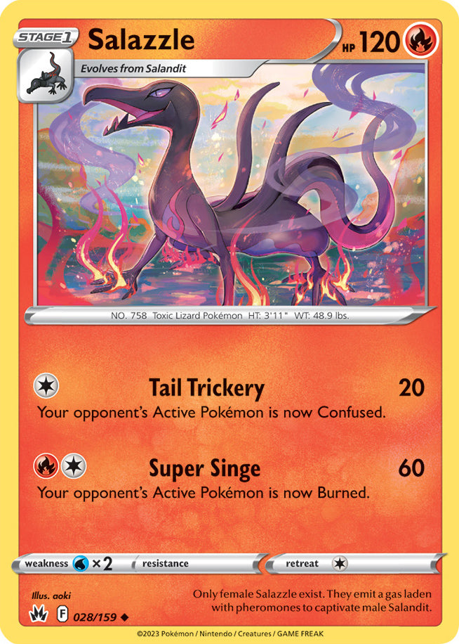 Salazzle Base Card #028/159 2023 Crown Zenith Pokemon Card