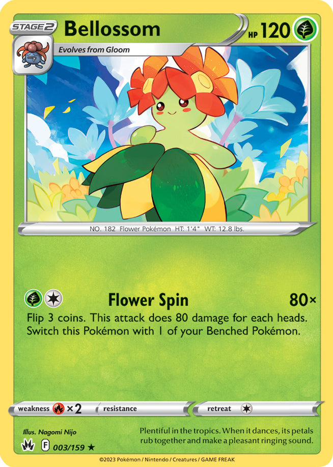 Bellossom Rare Base Card #003/159 2023 Crown Zenith Pokemon Card