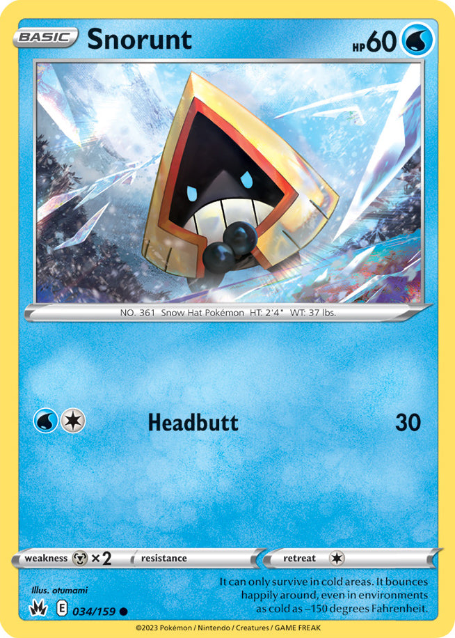 Snorunt Base Card #034/159 2023 Crown Zenith Pokemon Card