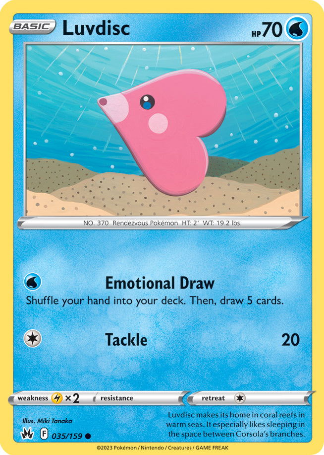 Luvdisc Base Card #035/159 2023 Crown Zenith Pokemon Card