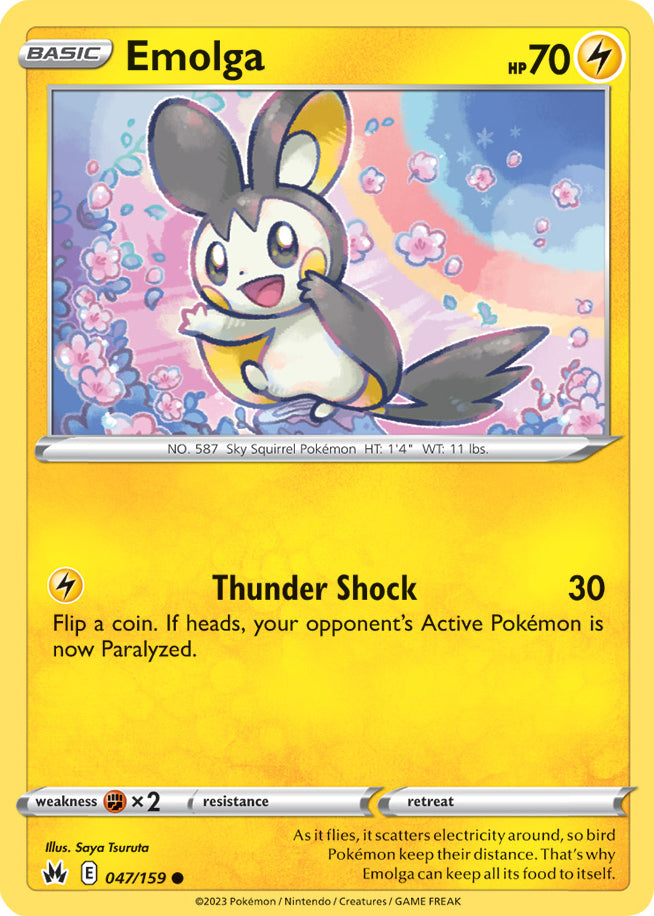 Emolga Base Card #047/159 2023 Crown Zenith Pokemon Card