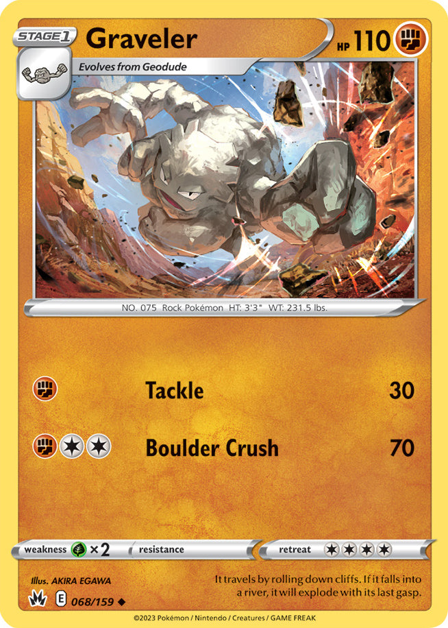 Graveler Base Card #068/159 2023 Crown Zenith Pokemon Card