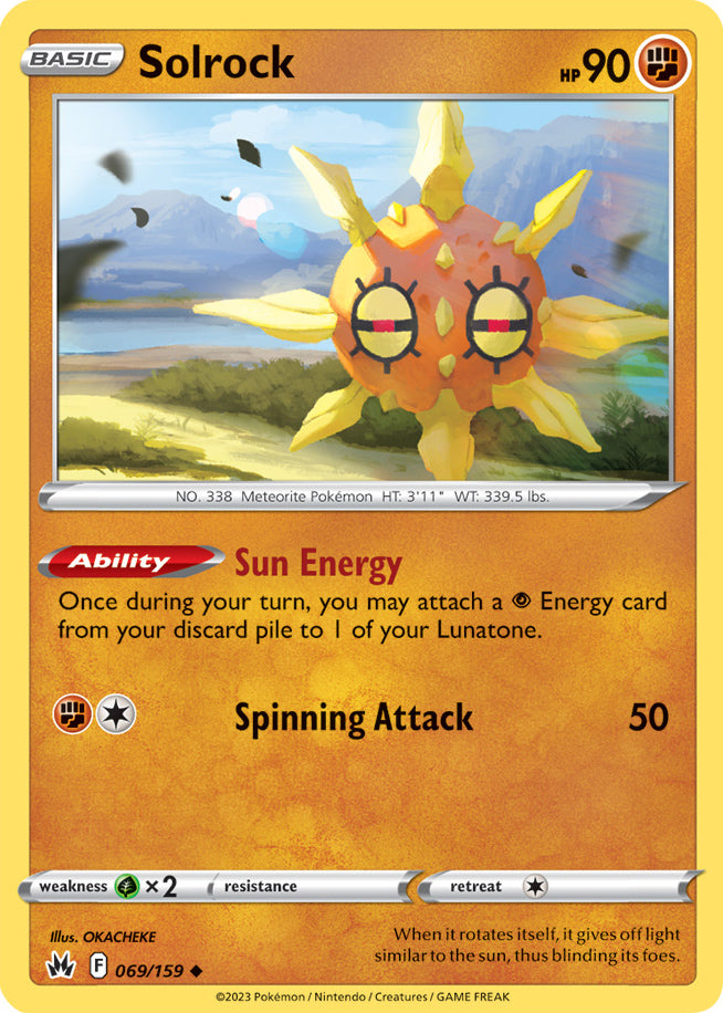 Solrock Base Card #069/159 2023 Crown Zenith Pokemon Card